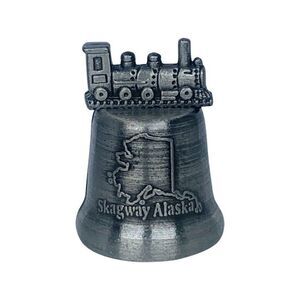 Skagway Alaska Steam Train Vintage Sewing Thimble 1.25" Yukon Rail Silver Tone